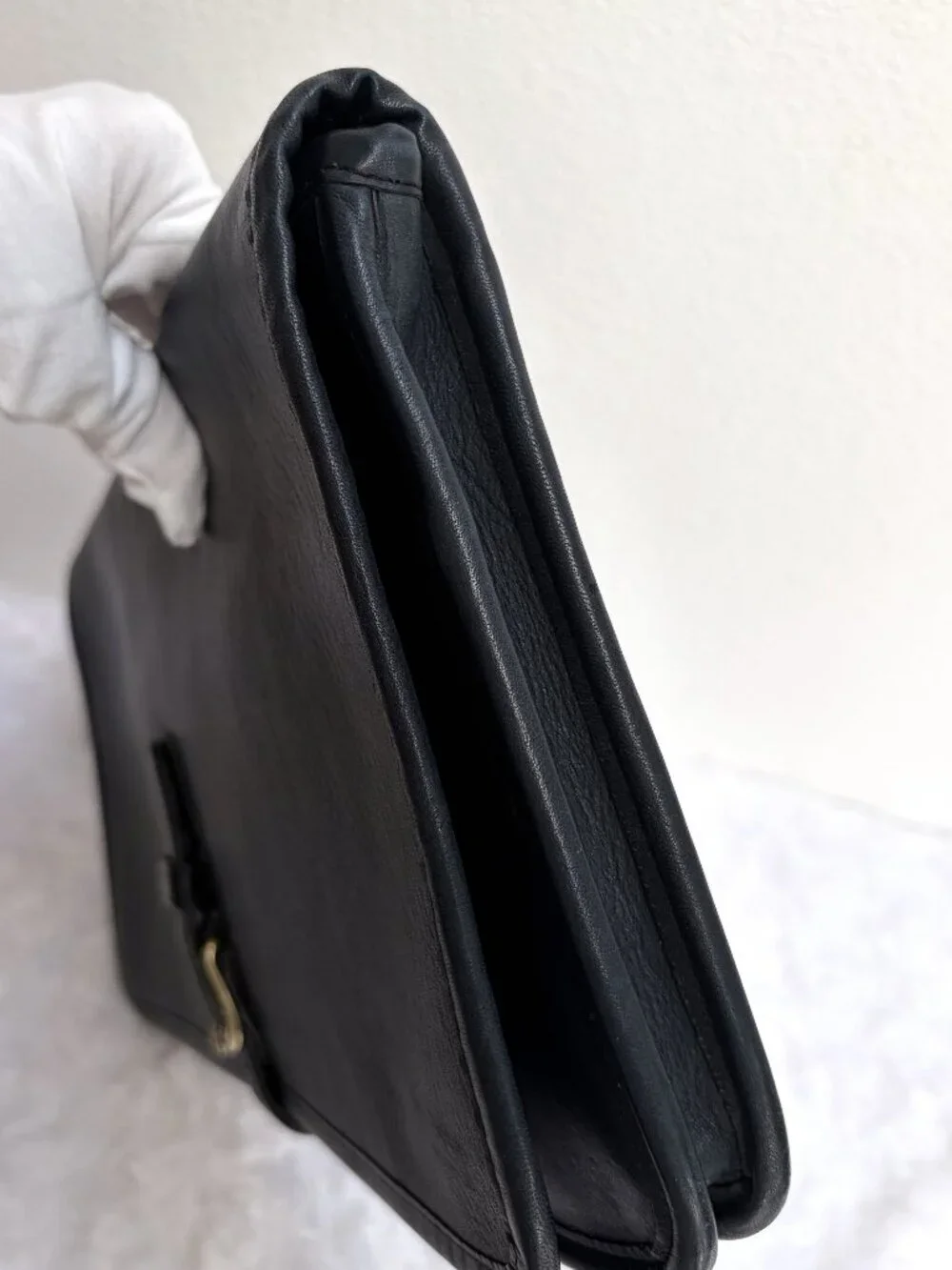 Rare Vintage Coach Buckled Clutch Long 9610 in Navy Leather - NYC made 1977, EVC